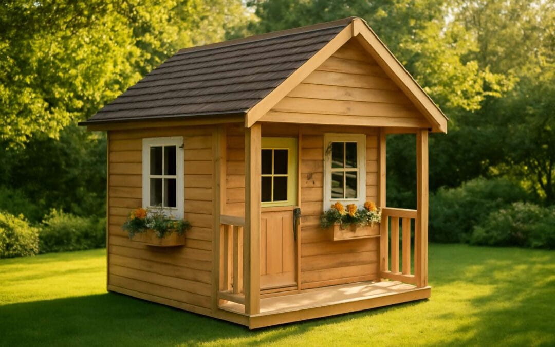 Creative backyard oasis: wood wendy house ideas for magical play spaces.